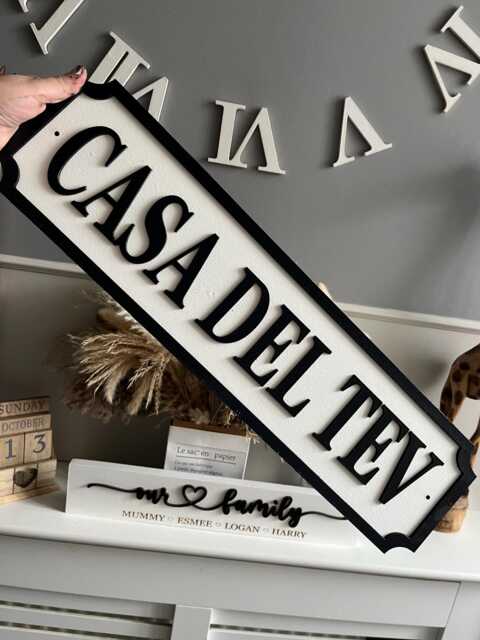 Casa Del Surname - Street Sign 3D Look -Personalised Wall Mount Mdf Home Decor Gift Birthday Wedding Christmas Family -3 Sizes - image 1