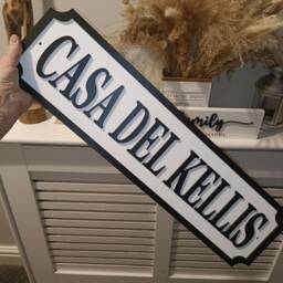 Casa Del Surname - Street Sign 3D Look -Personalised Wall Mount Mdf Home Decor Gift Birthday Wedding Christmas Family -3 Sizes - thumbnail 3