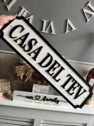 Casa Del Surname - Street Sign 3D Look -Personalised Wall Mount Mdf Home Decor Gift Birthday Wedding Christmas Family -3 Sizes - thumbnail 1