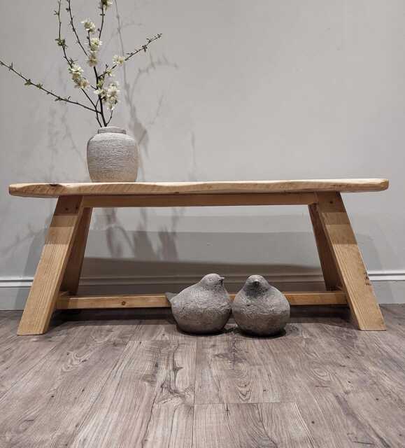 Handcrafted Rustic Farmhouse Wooden Bench For Dining, Entryway, Hallway, Bathroom, Kitchen Seating - image 1