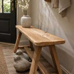 Reclaimed Wood Bench - Rustic Entryway Farmhouse Hallway Solid Shoe - thumbnail 2
