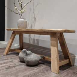Handcrafted Rustic Farmhouse Wooden Bench For Dining, Entryway, Hallway, Bathroom, Kitchen Seating - thumbnail 2
