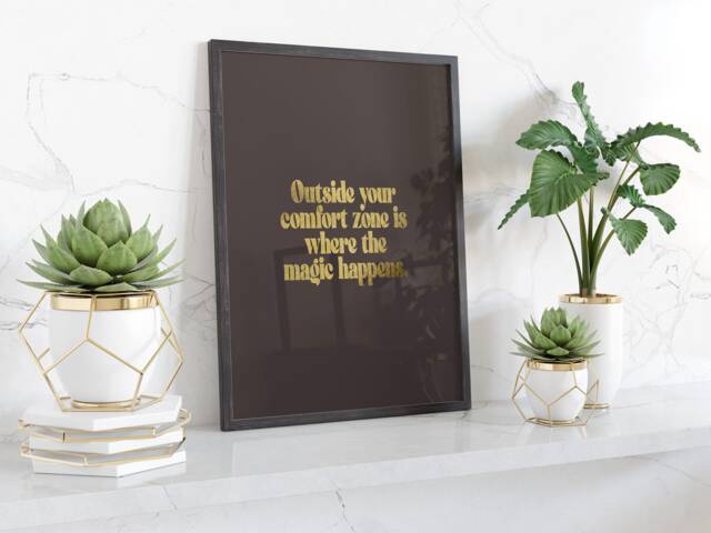 Gold Comfort Zone Motivational Wall Art Print Inspiring Quote Poster Modern Typography Decor For Office Kitchen Or Home Gift Idea - image 1