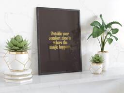 Gold Comfort Zone Motivational Wall Art Print Inspiring Quote Poster Modern Typography Decor For Office Kitchen Or Home Gift Idea - thumbnail 1