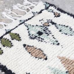 Handwoven Moroccan Berber Wool Runner Rug Abstract Geometric Hallway Rug - thumbnail 3
