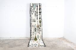 Handwoven Moroccan Berber Wool Runner Rug Abstract Geometric Hallway Rug - thumbnail 1