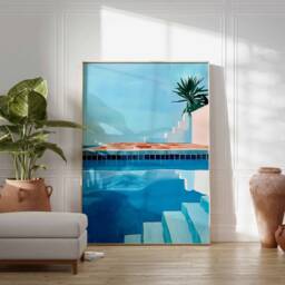 Swimming Pool Wall Art, Art Print, Poster, Blue Gift, Summer Water - thumbnail 3
