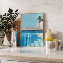 Swimming Pool Wall Art, Art Print, Poster, Blue Gift, Summer Water - thumbnail 2
