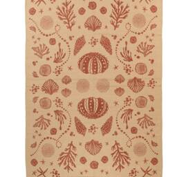 Coastal Cotton Hand Printed Flatwoven Kilim Rug - Soft Beach Summer House Decor Living Room Aesthetic Accent Cute Rugs 3x5 5x7 Washable - thumbnail 4