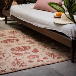 Coastal Cotton Hand Printed Flatwoven Kilim Rug - Soft Beach Summer House Decor Living Room Aesthetic Accent Cute Rugs 3x5 5x7 Washable - thumbnail 1