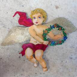 Gold Glitter Cherub Personalized Angel - Multi-Use 10''x 12'' Diy Customize Great For Baby's 1st Christmas Tree Topper - Light Skin Angel - thumbnail 3