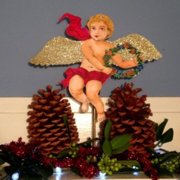 Gold Glitter Cherub Personalized Angel - Multi-Use 10''x 12'' Diy Customize Great For Baby's 1st Christmas Tree Topper - Light Skin Angel - thumbnail 2