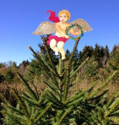 Gold Glitter Cherub Personalized Angel - Multi-Use 10''x 12'' Diy Customize Great For Baby's 1st Christmas Tree Topper - Light Skin Angel