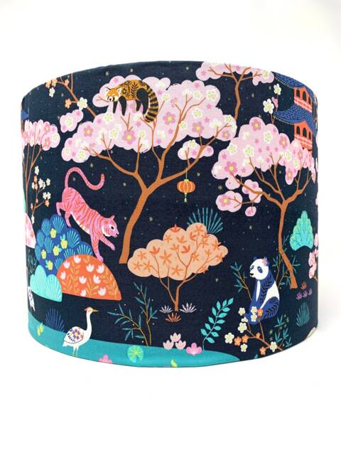 Japanese Garden Lampshade Oriental Animal Print Light Shade - image 1