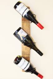 Wooden Oak Wine Barrel Stave Rack Wall Mounted - 3 Bottle Holder - thumbnail 1