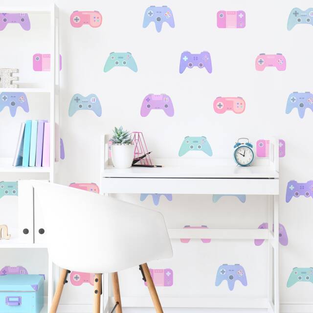 Video Game Wall Decals - Girl Room Decor, Kids Decal, Gaming Art, Reusable & Removable Stickers - image 1