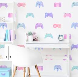 Video Game Wall Decals - Girl Room Decor, Kids Decal, Gaming Art, Reusable & Removable Stickers - thumbnail 1