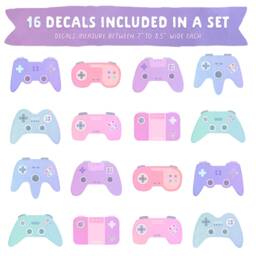 Video Game Wall Decals - Girl Room Decor, Kids Decal, Gaming Art, Reusable & Removable Stickers - thumbnail 2