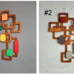 3D Wood Wall Tile Retro Geometric Hanging, Mid-Century Modern Art - thumbnail 2