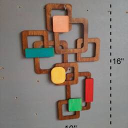 3D Wood Wall Tile Retro Geometric Hanging, Mid-Century Modern Art - thumbnail 3