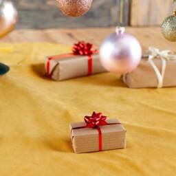 Mustard Tree Skirt, Gold Velvet Christmas Monochrome Skirt - thumbnail 3