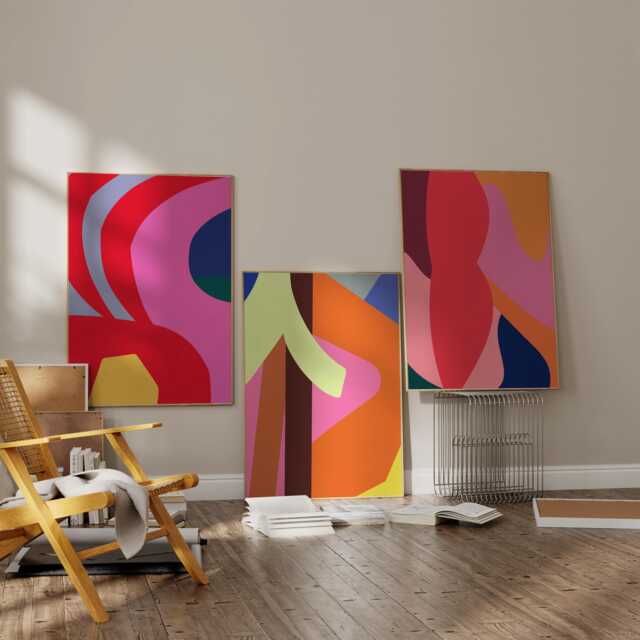 Set Of 3 Art Prints - Modern Abstract Wall Minimalist Home Decor Contemporary Living Room Gallery Free Delivery - image 1
