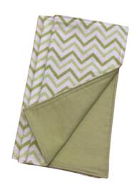 Green Chevron Baby Lovey Blanket - 100% Cotton Flannel Security - thumbnail 1