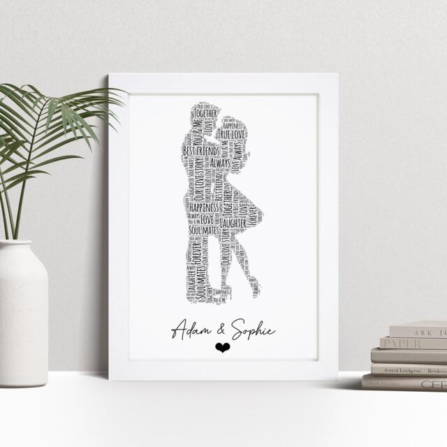 Personalised Couple Print - Valentines Day, Wedding, Anniversary Gifts Framed Word Wall Art For Couples - image 1