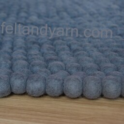 Round Grey Felt Ball Carpet, Wool Rug For Living & Bed Room, Handmade Mats Office & Home, Pom - thumbnail 3