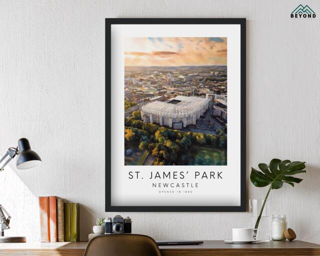 Newcastle St. James' Park Stadium Art Print - Poster Illustration Painting Drawing Gift For Him Football Fan Dad Granddad Son Fc United - image 1