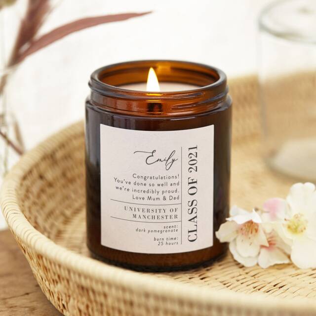 Personalised Graduation Candle Gift Scented Soy Wax Apothecary Jar - image 1