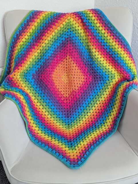 "Handmade Crochet Rainbow Baby Blanket Acrylic Yarn, 33""x33" - image 1