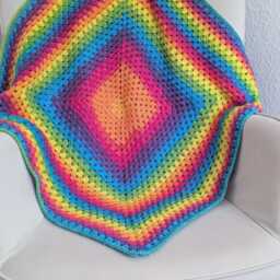 "Handmade Crochet Rainbow Baby Blanket Acrylic Yarn, 33""x33" - thumbnail 3