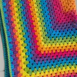 "Handmade Crochet Rainbow Baby Blanket Acrylic Yarn, 33""x33" - thumbnail 4