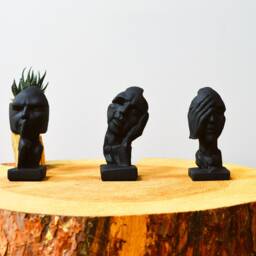 Abstract Faces See, Hear, Speak No Evil Statue - thumbnail 2