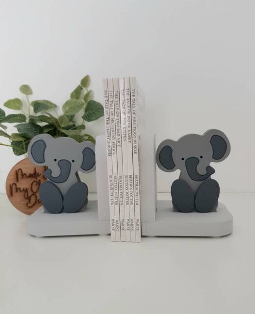 Elephant Bookends, Jungle/Safari, Kids Room, Nursery Decor - image 1