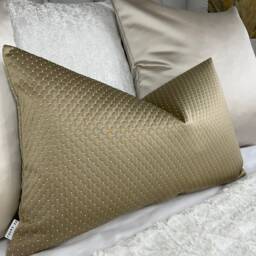 "Gold Pillow Cover, Geometric Design Cushion Lumbar Size 12"" X 20"