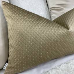 "Gold Pillow Cover, Geometric Design Cushion Lumbar Size 12"" X 20" - thumbnail 2