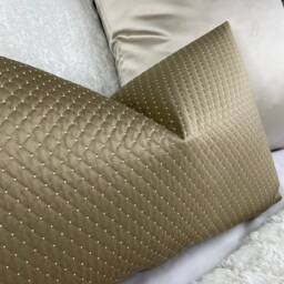 "Gold Pillow Cover, Geometric Design Cushion Lumbar Size 12"" X 20" - thumbnail 3