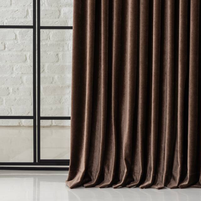 Triple Pleat Velvet Curtain Luxury Living Room Window Treatment - 17 Colors - image 1