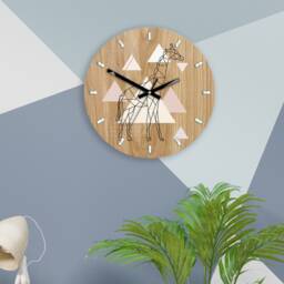 Large Wall Clock in Scandinavian Style, Geometric Giraffe 33 cm/13, 19 Readable Silent With A Mirror, Unique - thumbnail 3