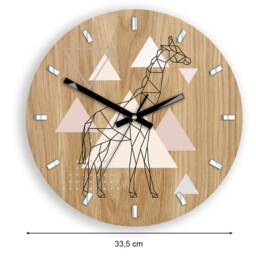 Large Wall Clock in Scandinavian Style, Geometric Giraffe 33 cm/13, 19 Readable Silent With A Mirror, Unique - thumbnail 4