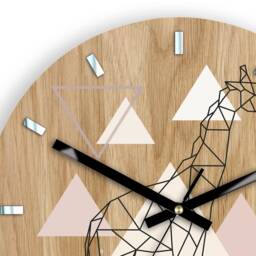 Large Wall Clock in Scandinavian Style, Geometric Giraffe 33 cm/13, 19 Readable Silent With A Mirror, Unique - thumbnail 2