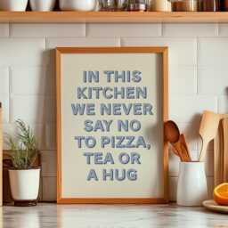 Kitchen Print, Pizza & Tea Art Fun Wall Art, Funny Poster, Funky Home Decor, Maximalist Trendy Decor - thumbnail 3