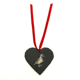 Puffin Design Natural Slate Heart - Christmas Ornament Unique Gift Lover Mum Dad Decoration 2026 - thumbnail 3