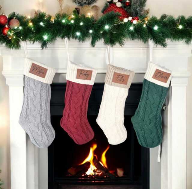 Personalized Knitted Christmas Stocking Family Holiday Decor - image 1