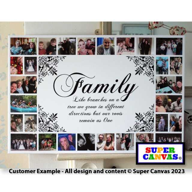 Family Tree Quote Personalised Picture Photo Collage Wall Art Framed Canvas Print Unique Friend Mum Dad Grandparent Birthday Gift - image 1