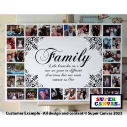 Family Tree Quote Personalised Picture Photo Collage Wall Art Framed Canvas Print Unique Friend Mum Dad Grandparent Birthday Gift - thumbnail 1