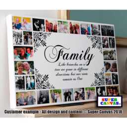 Family Tree Quote Personalised Picture Photo Collage Wall Art Framed Canvas Print Unique Friend Mum Dad Grandparent Birthday Gift - thumbnail 3