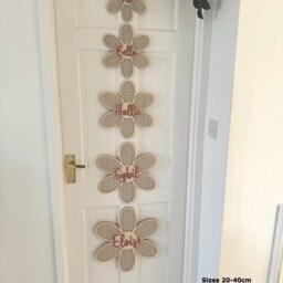 Wooden Rattan Effect Flower Name Plaque/Sign - Baby Nursery Girls Bedroom Decor Wall Hanging - thumbnail 4